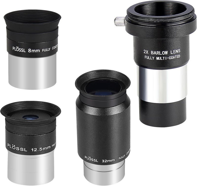 Celticbird Telescope Accessory Kit with 1.25inch Plossl Premium Telescope Eyepiece Set 8mm/12.5mm/32mm Plossl Eyepieces Lens and 2X Multicoated Barlow Lens T Adapter - Image 1